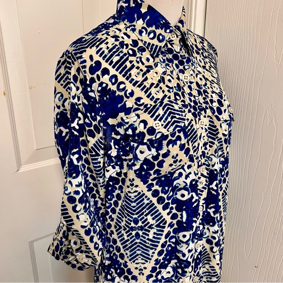 Cabi Blue Jewel Tunic Belted Button Down Dress A5 - Picture 2 of 7